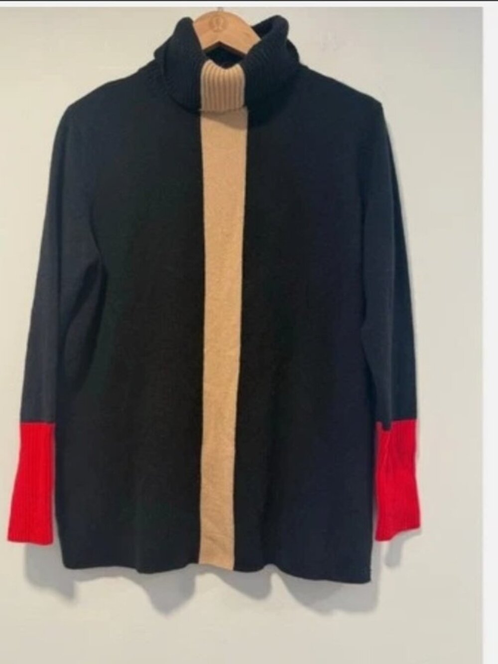 525 America 100% cashmere multicolored color block turtlneck sweater